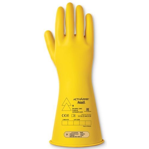 Ansell LOW VOLTAGE ELECTR INSULATING GLOVE (CLASS 0) 14” SIZE 9 L
