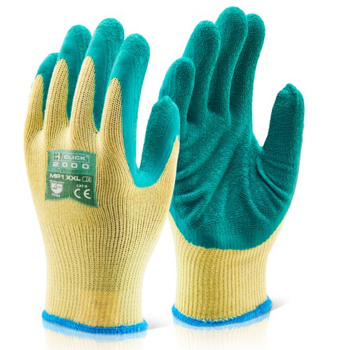 Beeswift Multi-Purpose Latex Palm Coated Gloves Green 2XL
