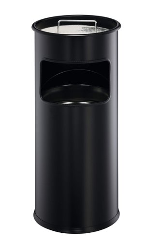 Durable Round Ashtray Bin 17L Black