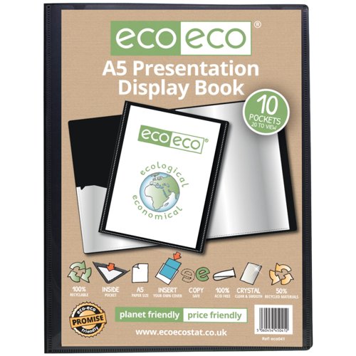 Eco Eco A5 50% Recycled Presentation Display Book with 10 Pockets - Single