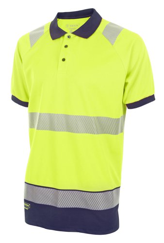 Beeswift High Visibility Two Tone Polo Shirt Short Sleeve Saturn Yellow / Navy 4XL