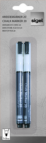 Liquid Chalk Water-Based Marker White Easy Wipe 1-2mm Bullet Tip - Pack of 2 - BA178