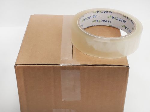 BOX of 72 Rolls Clear BOPP Tape 25mm 66m 45mu TCB256645 - 12 Packs of 6 Per Box