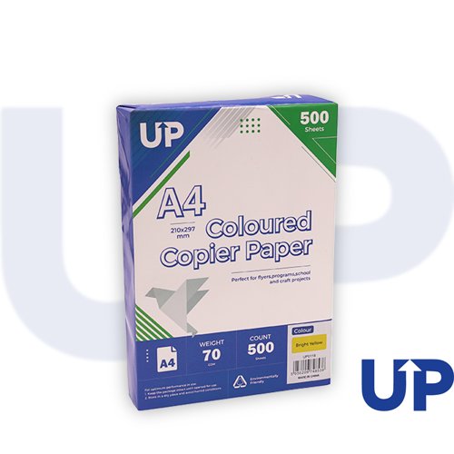 UP Coloured A4 Copier Paper 70GSM Bright Yellow - 500 sheets - 1 Ream