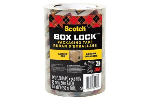 Scotch Box Lock Packaging Tape 3950-LR3-DC, 48 mm x 50 m, 3 Rolls/Pack