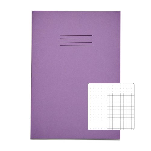 RHINO A4 Cornell Exercise Book 80 Page Purple 5mm Squared (Pack of 50)