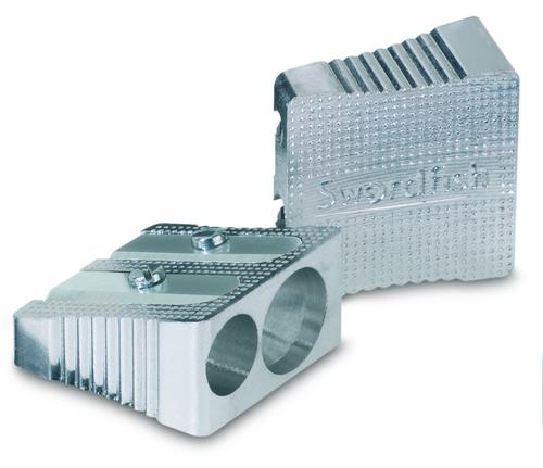 Metal Wedge Double Sharpener Box - Silver- 1 Box of 20