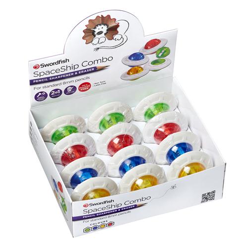 SpaceShip Combo Sharpener & Eraser CDU- 1 CDU of 12